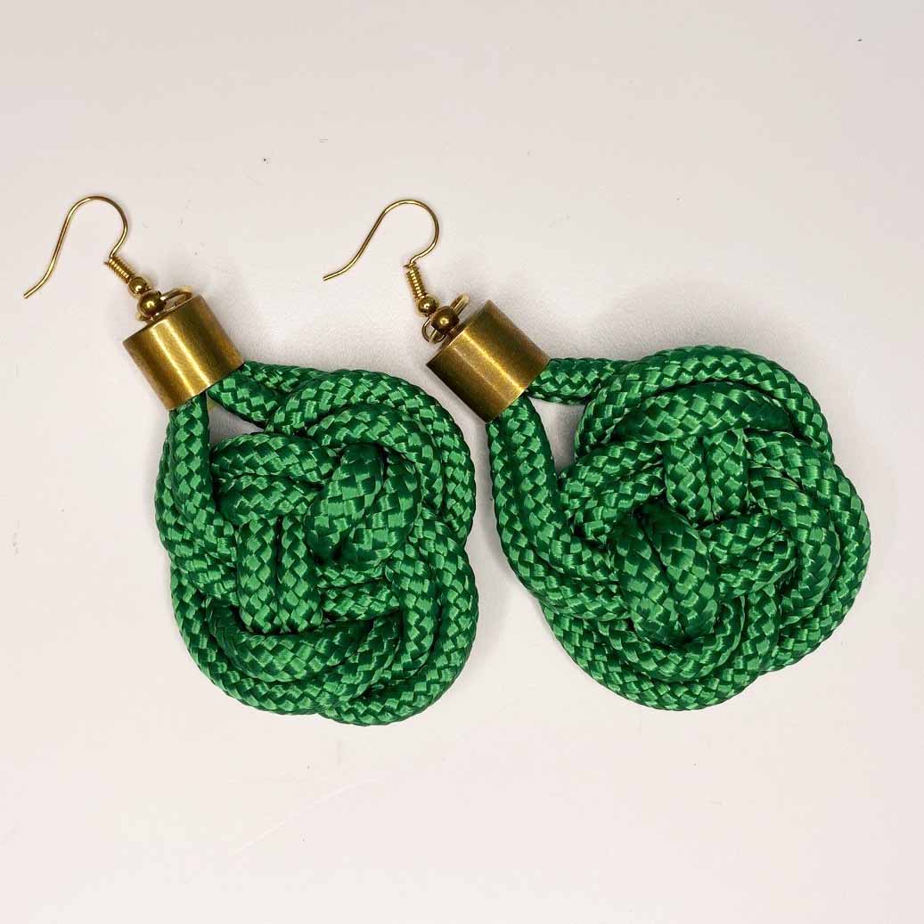 Knot earrings - green
