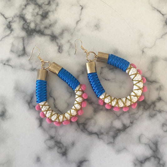 Frida earrings - blue on white